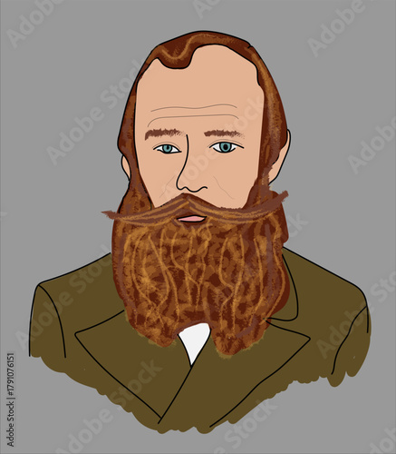 Simplistic drawing of Fyodor Dostoevsky (1821-1881)
