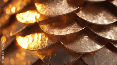 Metallic ornament with graduated scale pattern