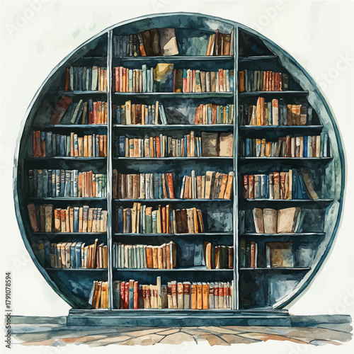 Alexandrina Library, watercolor clipart vector, isolated on a white background.