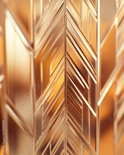 Metallic ornament with art deco geometric motifs