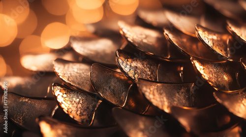 Metallic ornament with scale armor texture and champagne bronze