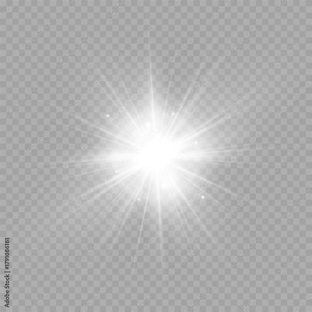 Obraz premium White Starburst Light Flare Overlay on Transparent Background