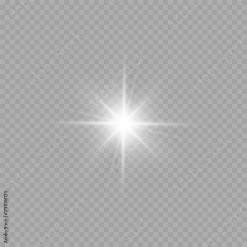 White Starburst Light Flare  Overlay on Transparent Background