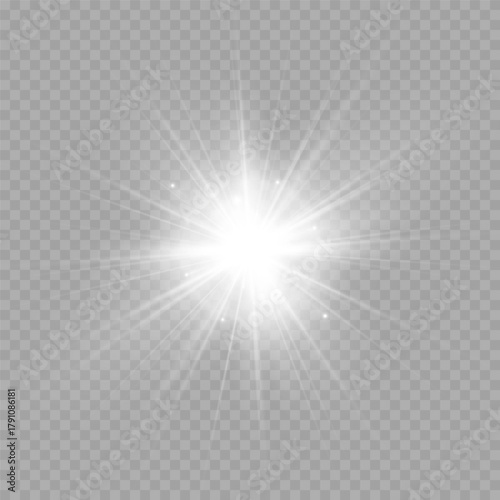 White Starburst Light Flare  Overlay on Transparent Background