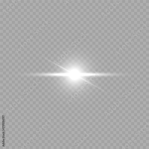 White Starburst Light Flare  Overlay on Transparent Background