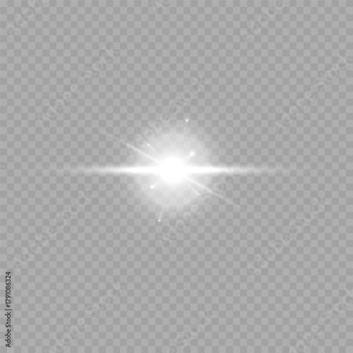 White Starburst Light Flare  Overlay on Transparent Background