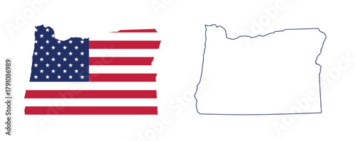 oregon, state, usa, united states, america, map, outline, silhouette, shape, american flag, stars and stripes, red, white, blue, patriotic, geography, cartography, territory, border, contour, illustra