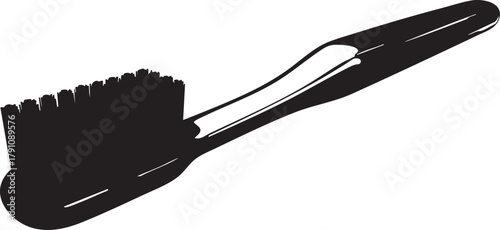 Black and White Silhouette of a Toothbrush on a White Background