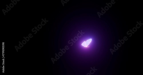 Glowing butterfly flying in a black screen overlay
