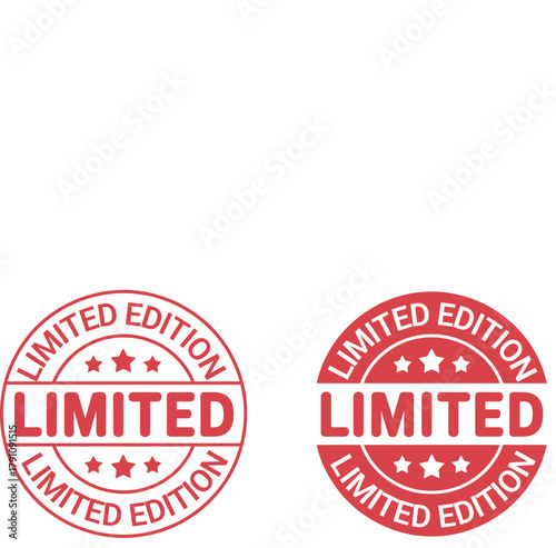 Limited Edition Product Stamp Seal Icons in Red and White for Exclusive Merchandise, Special Offers, and High-Value Marketing Promotions and Sales