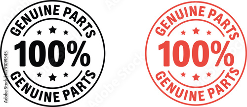 100% Genuine Parts Guaranteed Stamp Seal in Black and Red for Automotive, Manufacturing, and Service Industries Confirming Authenticity and Quality