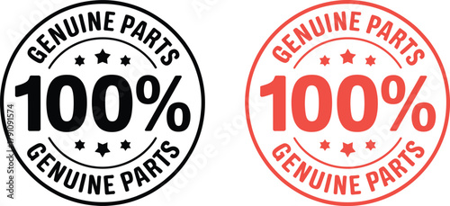 100% Genuine Parts Guaranteed Stamp Seal in Black and Red for Automotive, Manufacturing, and Service Industries Confirming Authenticity and Quality