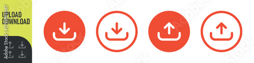 Download and upload icon button set for web design or interface. Vector illustration. Color icon set