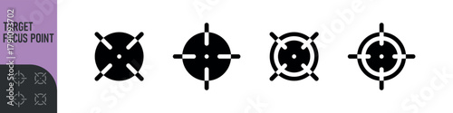 Minimal target or focus point icons in modern style. for design elements related to focus, aim, location, or accuracy, crosshair indicators, precision icon. Color set icon