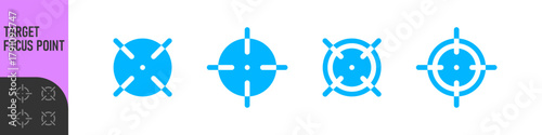 Minimal target or focus point icons in modern style. for design elements related to focus, aim, location, or accuracy, crosshair indicators, precision icon. Color set icon