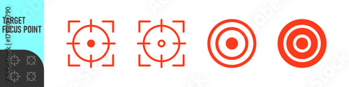 Minimal target or focus point icons in modern style. for design elements related to focus, aim, location, or accuracy, crosshair indicators, precision icon. Color set icon