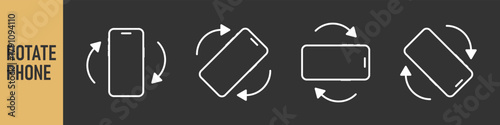 Rotate smartphone icon. Turn your mobile phone. Device rotation symbol. Rotate phone icon set vector illustration for web site or mobile app. Vector color illustration