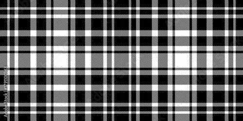 Gift paper plaid check background, napkin tartan pattern texture. Template fabric textile vector seamless in black and white colors.
