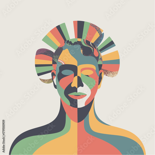 Vector Image:  Head of a Humanoid with Fractal Patterns 12