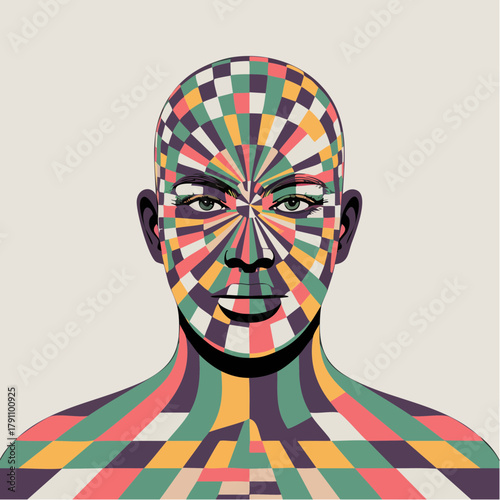 Vector Image:  Head of a Humanoid with Fractal Patterns 11