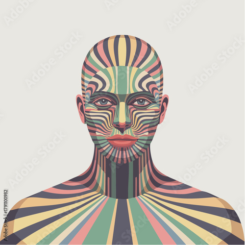 Vector Image:  Head of a Humanoid with Fractal Patterns 5