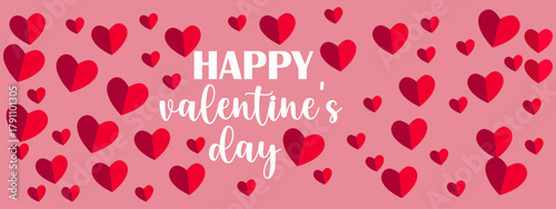 Happy Valentines Day with Red Hearts on Pink Background for Romantic Celebration and Holiday Greeting Cards and Festive Decorations Expressing Love and Affection