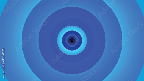 Deep Blue Concentric Circles Target Background ,Abstract Hypnotic Tunnel or Vortex Design