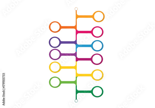 Colorful timeline infographic elements isolated on transparent background