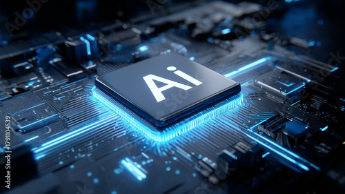 AI processor mounted on a motherboard, illustrating artificial intelligence acceleration, edge computing capabilities, and support for demanding data driven workloads.
