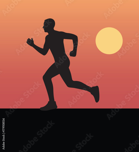 man running icon sunset