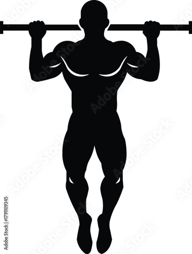 Pull-up exercise icon silhouette