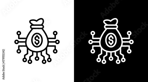 Financial Technology With Icon Set Design