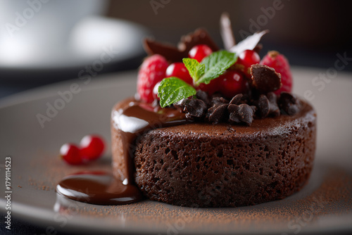  Gâteau au Chocolat Sans Gluten Le Fondant Noir Absolu Facile: A beautiful, appetizing close-up photograph of the finished dish. Professional food photography