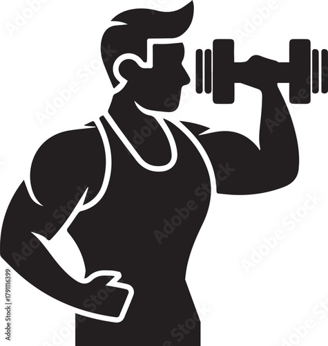 Weightlifting barbell icon silhouette