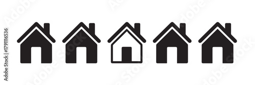 house vector pattern single differing outlined among solid shapes
