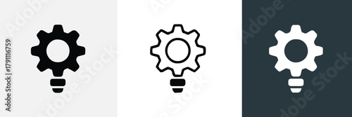 innovation lightbulb gear symbol for technology and invention icon