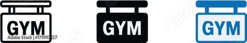 gym sign icon trio hanging signage vector pack for fitness branding