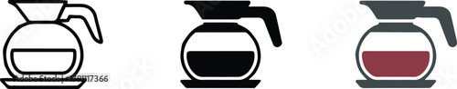 coffee carafe icon set outline silhouette color half fill