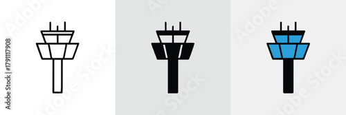 tower airport control tower symbols set for signage ui vector