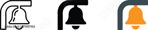 bell post bell hanging icon solid silhouette outline vector for app use