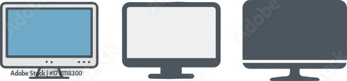 monitor icon set vector flat and outline desktop display comparison