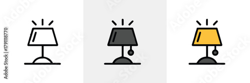 lamp set of three table lamp illustrations outline gray and color