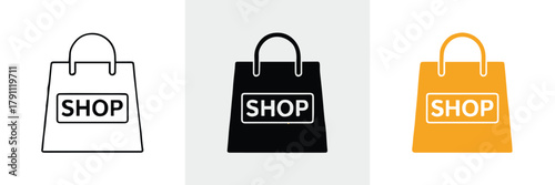 shop bag silhouettes shopping icon set ecommerce retail branding