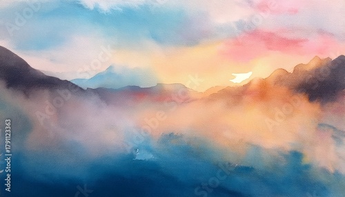 Watercolor Background Soft Texture Abstract Morning Light