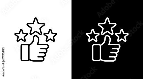 Review Star With Icon Set Design