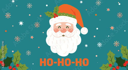 Santa claus christmas holiday season greeting card festive background illustration vector design