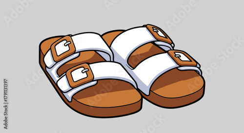 Comfortable summer sandals white straps and brown sole fashion footwear casual style for women and men