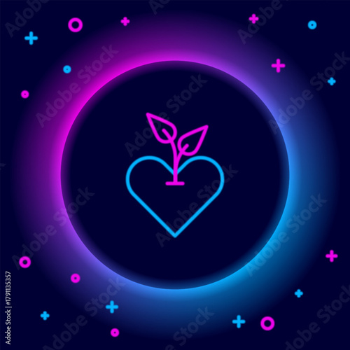 Glowing neon line Heart icon isolated on black background. First aid. Healthcare, medical and pharmacy sign. Colorful outline concept. Vector