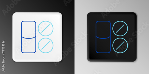 Line Toothache painkiller tablet icon isolated on grey background. Tooth care medicine. Capsule pill and drug. Pharmacy design. Colorful outline concept. Vector