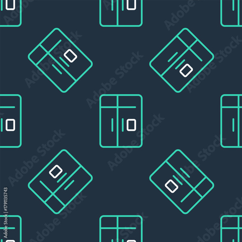Line Refrigerator icon isolated seamless pattern on black background. Fridge freezer refrigerator. Household tech and appliances. Vector